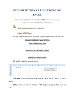 Mệnh đề if then và else trong VBA excel 