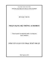 TÓM tắt LUẬN văn THẠC sĩ kỹ THUẬT NHẬN DẠNG hệ THỐNG ACROBOT 