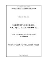 Tóm tắt luận văn thạc sĩ kỹ thuật nghiên cứu điều khiển cho hệ có tham số phân bố 