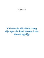Vai trò của tài chính trong việc tạo vốn kinh doanh ở các doanh nghiệp
