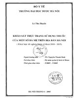Khảo sát thực trạng sử dụng thuốc của một số bà mẹ trên địa bàn hà nội