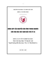 Đóng góp của nguyễn văn vĩnh trong nghiên cứu văn hoá việt nam đầu thế kỉ XX 