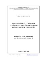 Tăng cường quản lý nhà nước về tiêu chuẩn đo lường chất lượng trên địa bàn tỉnh thái nguyên