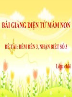 Bài giảng điện tử mầm non lớp Chồi đề tài Đếm đến 3, nhận biết số 3