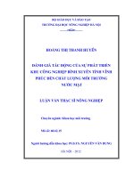 ĐÁNH GIÁ tác ĐỘNG của sự PHÁT TRIỂN KHU CÔNG NGHIỆP BÌNH XUYÊN TỈNH VĨNH PHÚC đến CHẤT LƯỢNG môi TRƯỜNG nước mặt