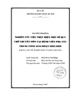 Nghiên cứu việc thực hiện một số quy chế chuyên môn tại bệnh viện phụ sản trung ương giai đoạn 2003   2006