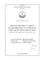 Khảo sát nhận thức của một số doanh nghiệp dược về vấn đề bảo hộ sở hữu trí tuệ trong lĩnh vực dược