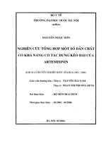 Nghiên cứu tổng hợp một số dẫn chất có khả năng có tác dụng kéo dài của artemisinin