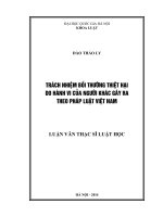 Trách nhiệm bồi thường thiệt hại do hành vi của người khác gây ra theo pháp luật việt nam 