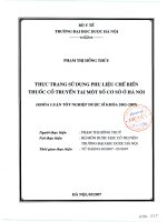 Thực trạng sử dụng phụ liệu chế biến thuốc cổ truyền tại một số cơ sở ở hà nội