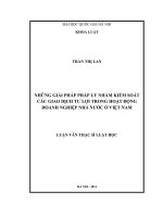 Những giải pháp pháp lý nhằm kiểm soát các giao dịch tư lợi trong hoạt động doanh nghiệp nhà nước ở việt nam 