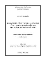 Hoàn thiện công tác trả lương tại công ty trách nhiệm hữu hạn một thành viên cảng đà nẵng