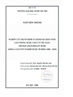 Nghiên cứu độ ổn định và đánh giá khả năng giải phóng dược chất từ hệ nano piroxicam eudragit RS 100