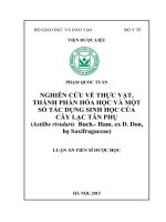 Nghiên cứu về thực vật, thành phần hóa học và một số tác dụng sinh học của cây Lạc tân phụ (Astilbe rivularis Buch.-Ham. ex D. Don), họ Saxifragaceae
