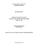 Kiểm soát chi ngân sách tại học viện chính trị hành chính khu vực III