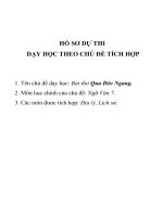 hồ sơ dự thi dạy học theo chủ đề tích hợp bài thơ qua đèo ngang