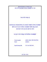 ĐÁNH GIÁ ẢNH HƯỞNG của PHÁT TRIỂN CÔNG NGHIỆP đến sản XUẤT NÔNG NGHIỆP TRÊN địa bàn HUYỆN văn GIANG HƯNG yên