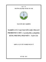 Nghiên cứu tạo nguyên liệu pellet probiotics chứa lactobacillus acidophilus bằng phương pháp đun   tạo cầu