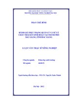 ĐÁNH GIÁ THỰC TRẠNG QUẢN lý và xử lý CHẤT THẢI rắn SINH HOẠT tại THÀNH PHỐ bắc GIANG, TỈNH bắc GIANG