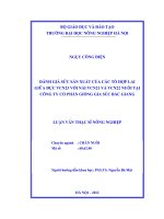 ĐÁNH GIÁ sức sản XUẤT của các tổ hợp LAI GIỮA đực VCN23 với nái VCN21 và VCN22 NUÔI tại CÔNG TY cổ PHẦN GIỐNG GIA súc bắc GIANG