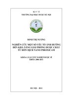 Nghiên cứu một số yếu tố ảnh hưởng đến khả năng giải phóng dược chất từ hỗn dịch nano piroxicam