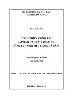 Hoàn thiện công tác lập báo cáo tài chính tại công ty TNHH MTV cảng đà nẵng