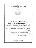 Khảo sát việc quản lí nhập khẩu trang thiết bị y tế ở nước ta trong những năm gần đây