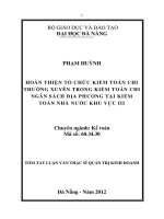 Hoàn thiện tổ chức kiểm toán chi thường xuyên trong kiểm toán chi ngân sách địa phương tại kiểm toán nhà nước khu vực III