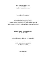 Quản lý thiết bị dạy học tại trường Cao đẳng Sư phạm Nha Trang theo tiếp cận quản lý chất lượng tổng thể