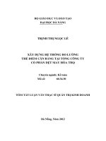 Xây dựng hệ thống đo lường thẻ điểm cân bằng tại tổng công ty cổ phần dệt may hòa thọ