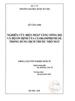 Nghiên cứu biện pháp tăng nồng độ và độ ổn định của cloramphenicol trong dung dịch thuốc nhỏ mắt