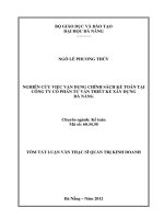 Nghiên cứu việc vận dụng chính sách kế toán tại công ty cổ phần tư vấn thiết kế xây dựng đà nẵng