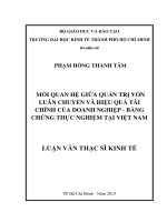 Mối quan hệ giữa quản trị vốn luân chuyển và hiệu quả tài chính của doanh nghiệp   bằng chứng thực nghiệm tại việt nam 