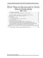 Nâng cao hiệu quả quản trị vốn lưu động tại doanh nghiệp