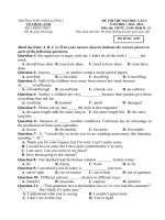 ĐỀ THI THỬ ĐH lần I môn TIẾNG ANH  mã đề A103 