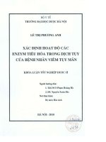 Xác định hoạt độ các enzym tiêu hoá trong dịch tuỵ của bệnh nhân viêm tuỵ mãn