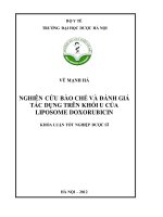 Nghiên cứu bào chế và đánh giá tác dụng trên khối u của liposome doxorubicin