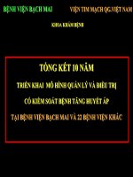 TỔNG kết 10 năm TRIỂN KHAI mô HÌNH QUẢN lý và điều TRỊ có KIỂM SOÁT BỆNH TĂNG HUYẾT áp tại BỆNH VIỆN BẠCH MAI và 22 BỆNH VIỆN KHÁC