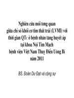 Nghiên cứu mối tương quan giữa chỉ số khối cơ tim thất trái (LVMI) với thời gian QTc ở bệnh nhân tăng huyết áp tại khoa nội tim mạch bệnh viện việt nam thụy điển uông bí năm 2011