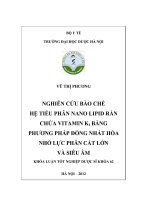 Nghiên cứu bào chế hệ tiểu phân nano lipid rắn chứa vitamin k1 bằng phương pháp đồng nhất hóa nhờ lực phân cắt lớn và siêu âm