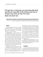 Kết quả sớm và trung hạn sau nong bóng phủ thuốc (paclitaxel) trong điều trị tổn thương mạch nhỏ và tái hẹp trong stent tại viện tim mạch   bệnh viện bạch mai