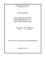 Quản lý rủi ro tín dụng tại ngân hàng đầu tư và phát triển tỉnh kon tum