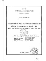 Nghiên cứu hệ phân tán rắn của furosemid và ứng dụng vào dạng thuốc viên