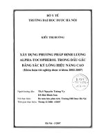 Xây dựng phương pháp định lượng alpha   tocopherol trong dầu gấc bằng sắc ký lỏng hiệu năng cao