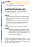 The diagnosis, management and postnatal prevention of intraventricular hemorrhage in the preterm neonate 
