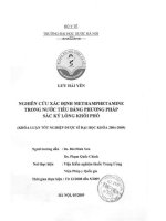 Nghiên cứu xác định methamphetamine trong nước tiểu bằng phương pháp sắc ký lỏng khối phổ