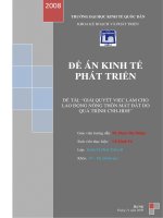 Đề án Kinh tế phát triển  Giải quyết việc làm cho lao động nông thôn mất việc do quá trình CNHHDH