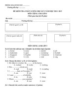 thi cuối HKI tiếng anh lớp 5 