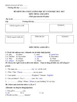 thi cuối HKI tiếng anh lớp 4 