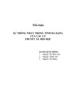 Sự thống nhất trong tính đa dạng của các lý thuyết xã hội học 11 